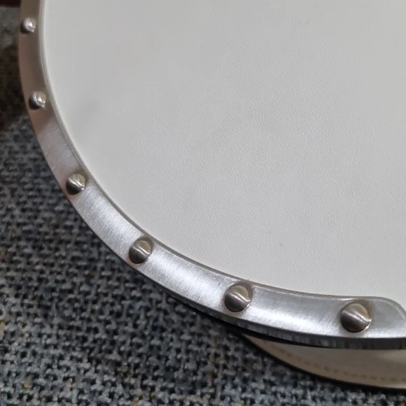 Sam Edelman Dinah Half Moon Handheld/Crossbody Small Bag White w/Silver Hardware - Picture 8 of 16